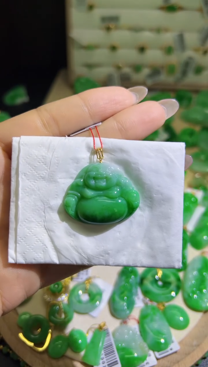 【闪购商品】翡翠颈饰18K金镶嵌Q缅料A货翡翠/支持复检/一件
