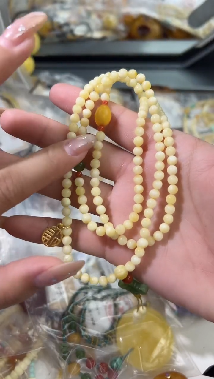 裸石琥珀未镶嵌天然琥珀蜜蜡配链