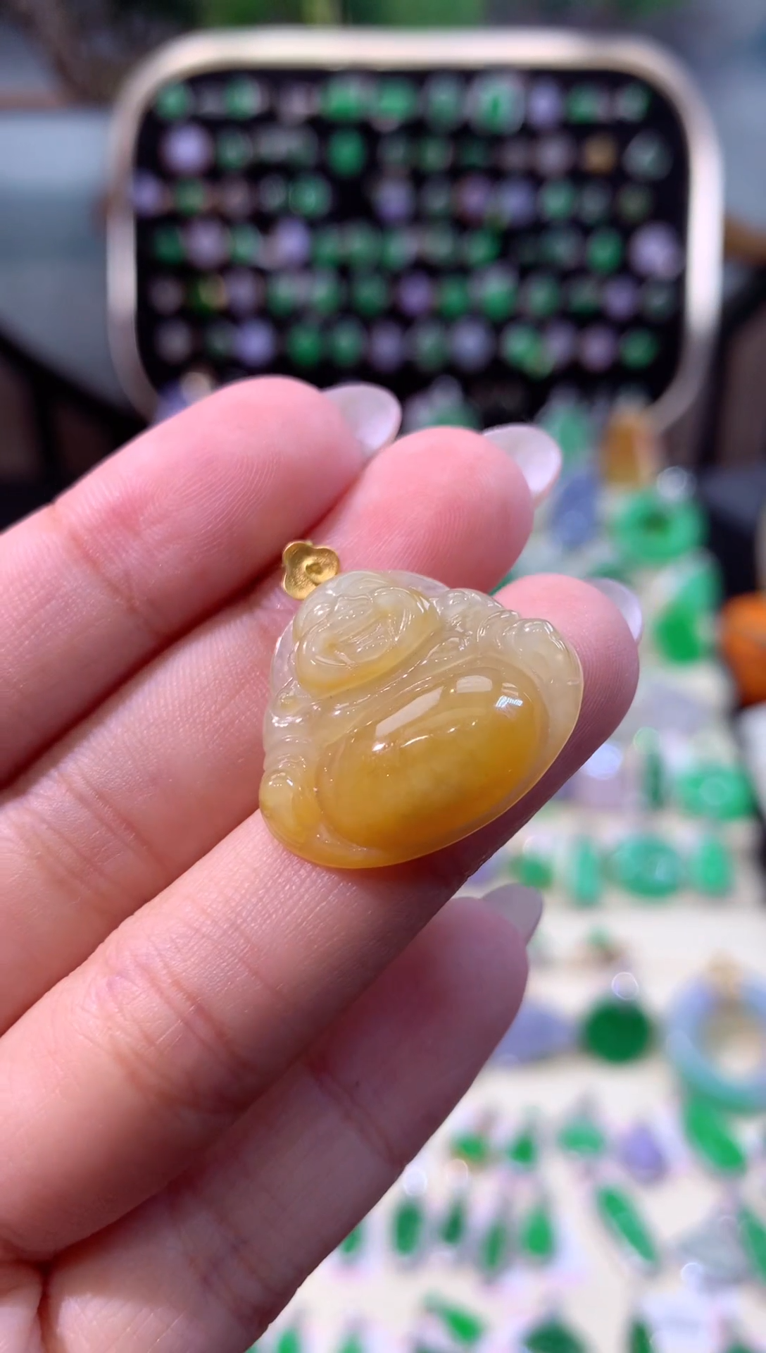 【闪购商品】翡翠颈饰18K金镶嵌缅甸天然A货翡翠