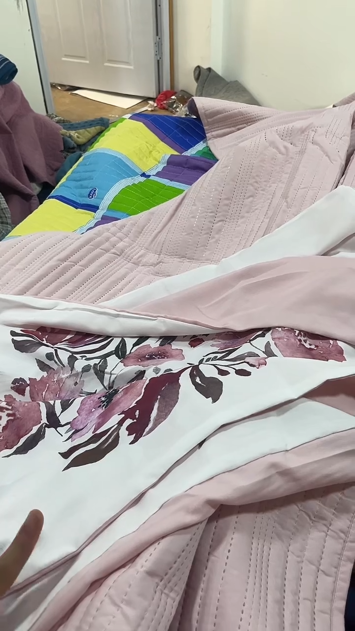 水洗棉02粉色条纹三件套2*2.2