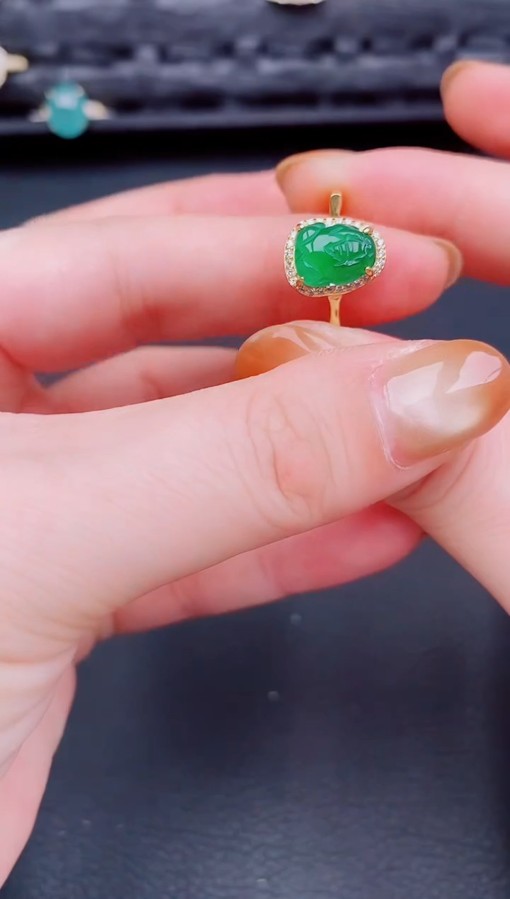 【闪购商品】翡翠戒指银S925镶嵌天然a货翡翠213