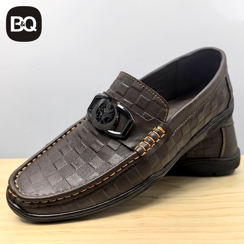 白小强新款男士头层牛皮乐福鞋豆豆鞋商务休闲皮鞋软底软面驾车鞋