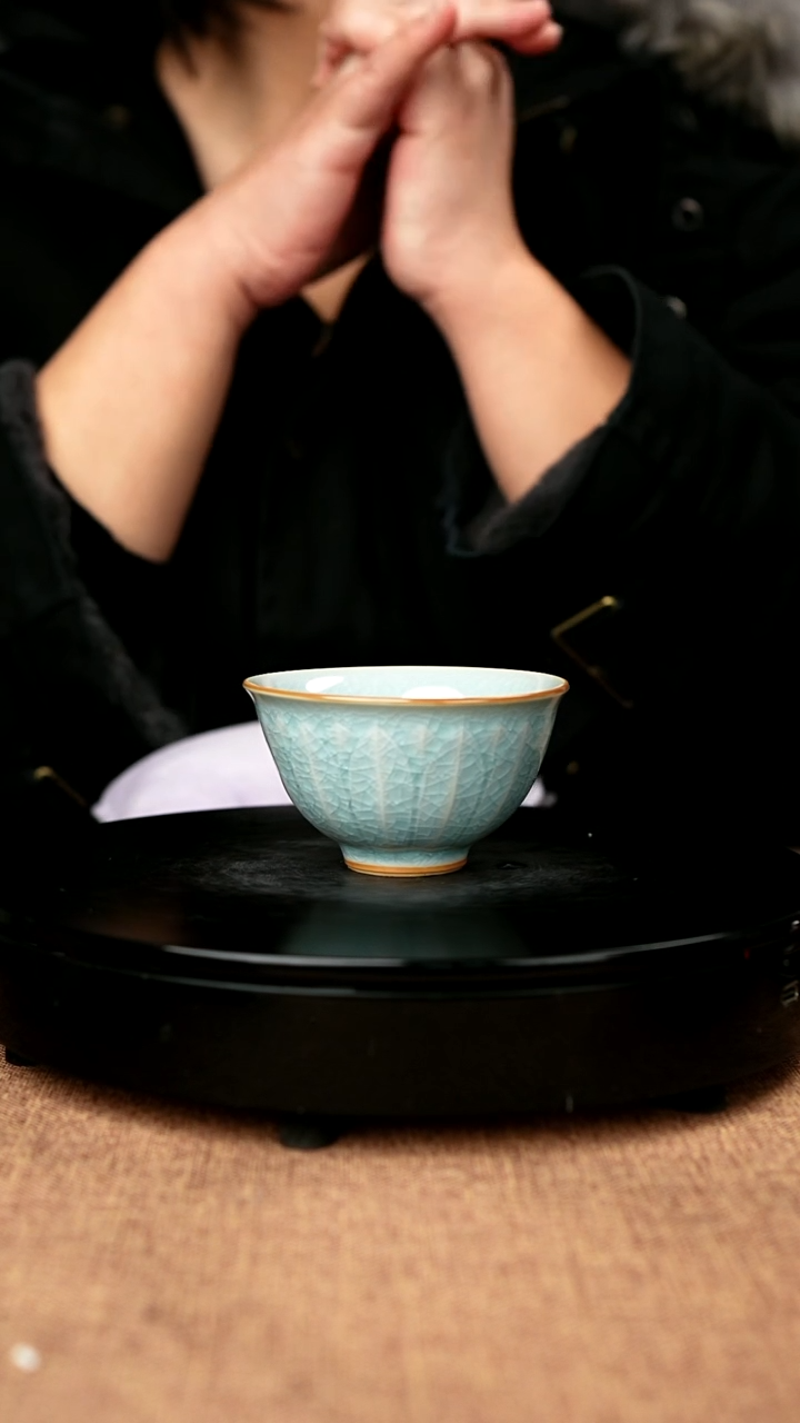 【闪购商品】赵欢原矿汝瓷冰片釉莲心杯