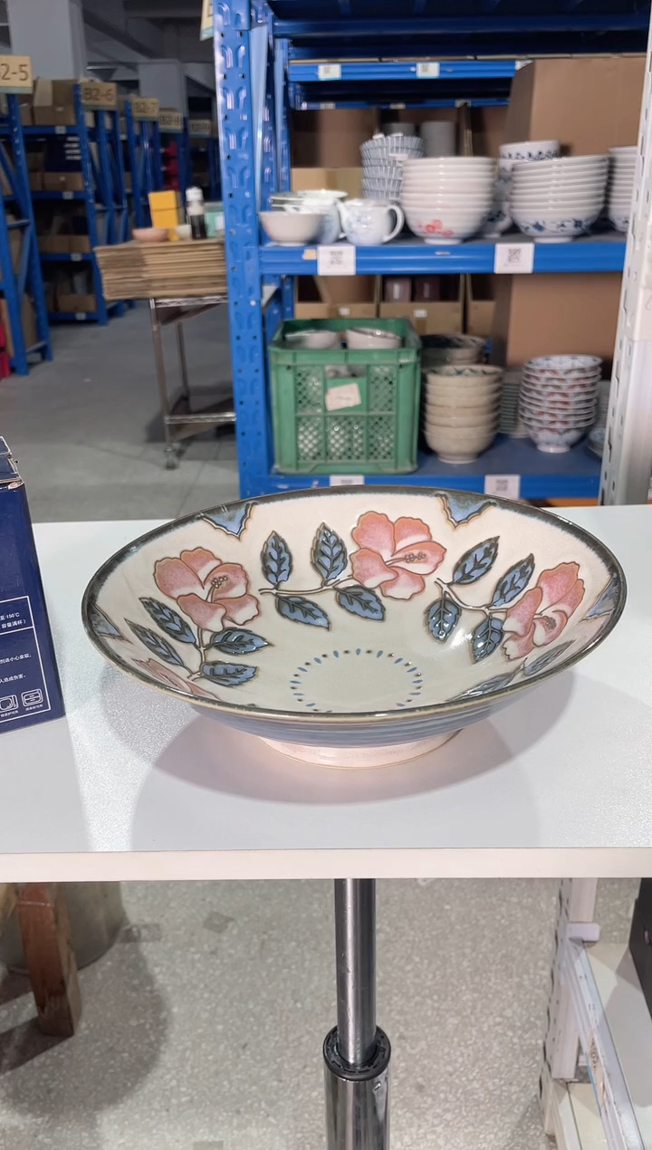 陶瓷冲绳玫瑰9.9寸拉面碗