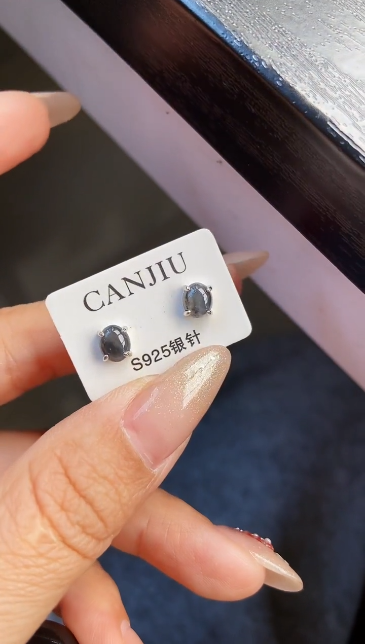 银S925镶嵌翡翠耳饰12