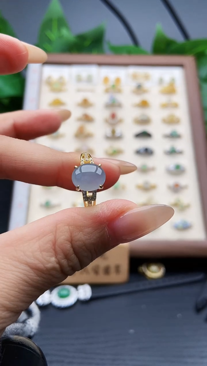 银S925镶嵌戒指翡翠12