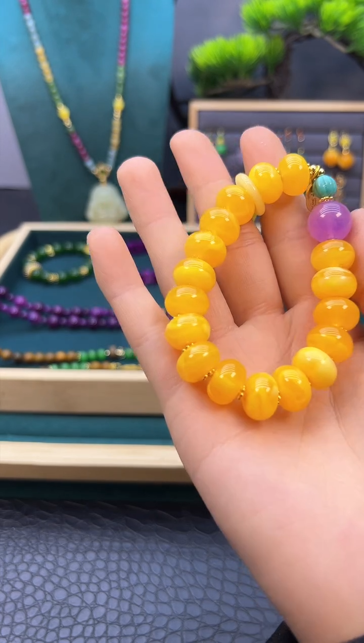 【闪购商品】蜜蜡手链14K金镶嵌S156      