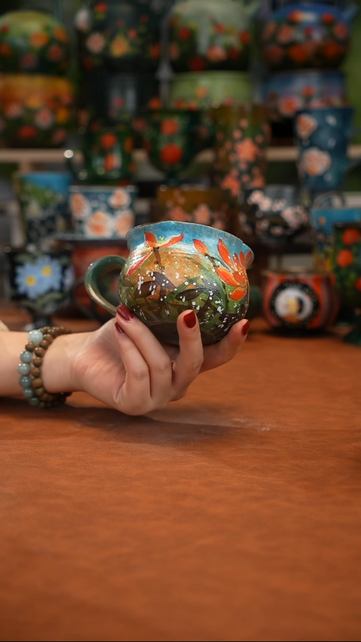 紫砂油画釉下彩手绘