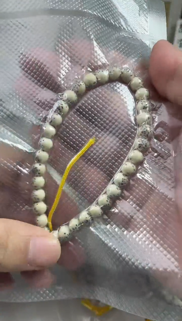 手串星月菩提原生态石玉料骨瓷白圆珠手持7*7