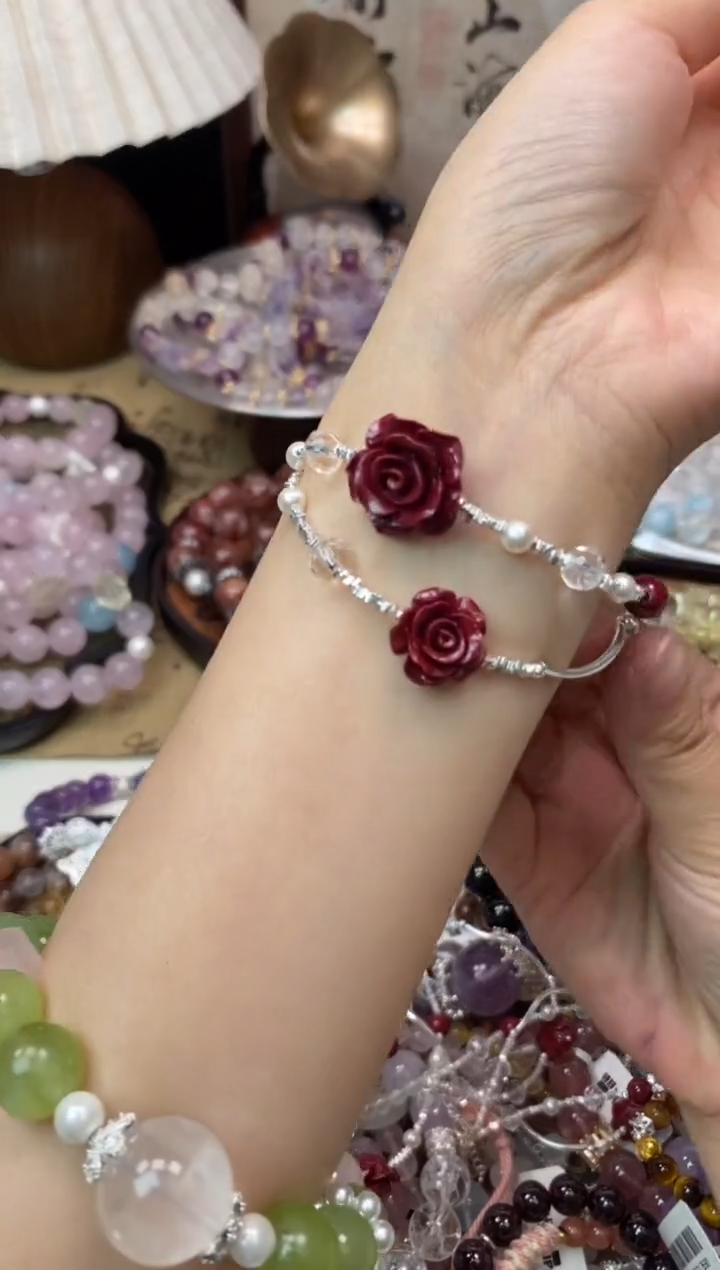 【闪购商品】玛瑙手饰银S925镶嵌1518手串