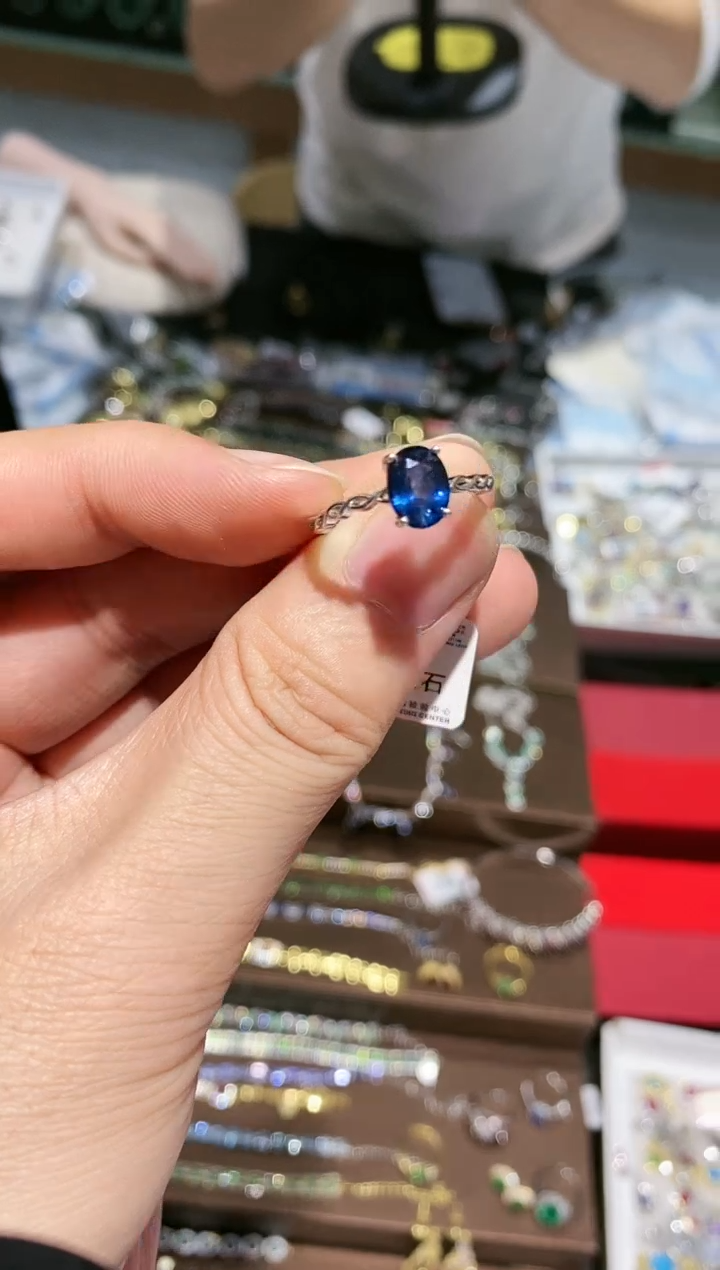 【闪购商品】蓝宝石戒指银S925镀金镶嵌戒指