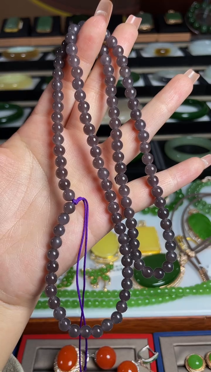 【闪购商品】和田玉烟紫多圈未镶嵌卡6