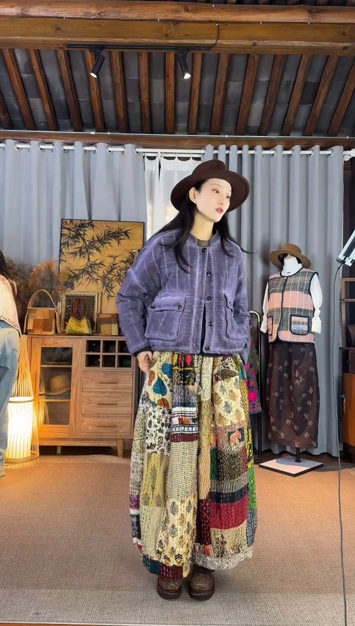 设计师款紫色棉服