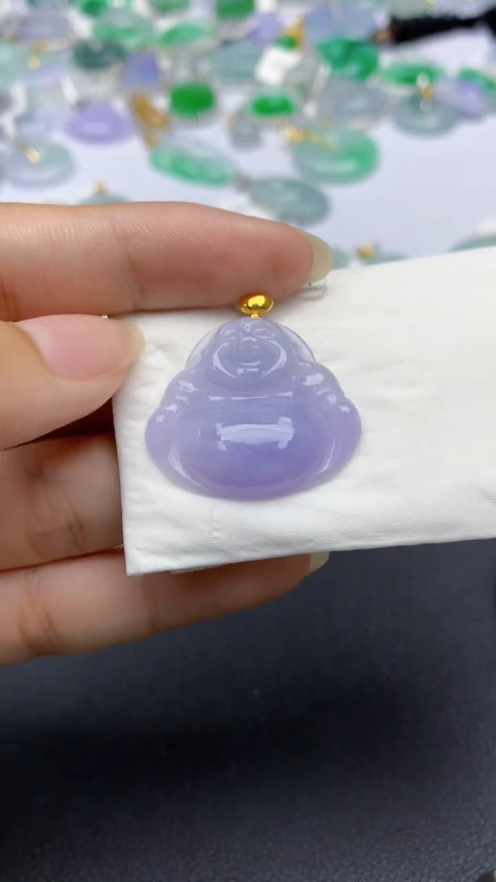 翡翠18K金镶嵌颈饰天然缅甸a货翡翠百元以上9元证书费自理