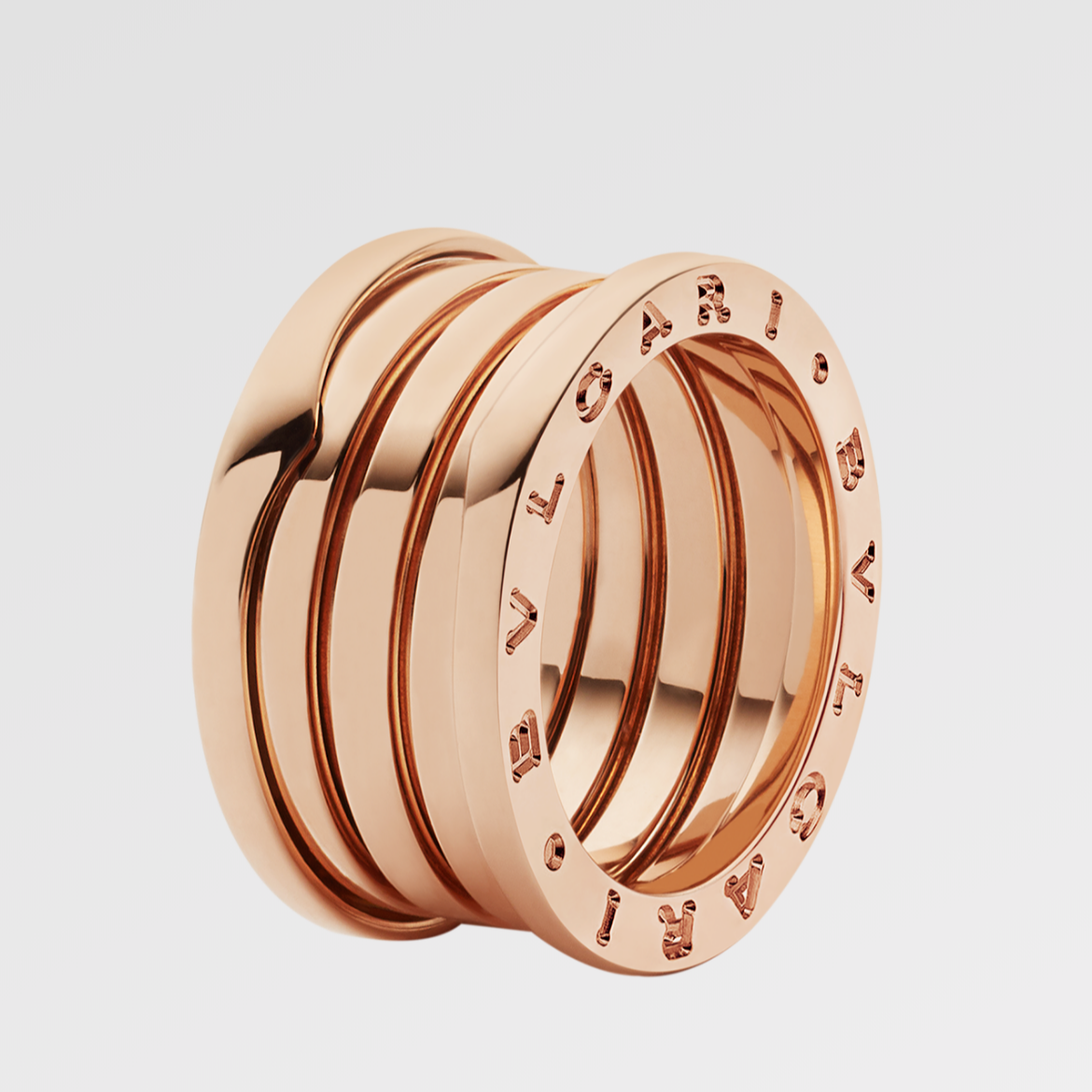 99新 BVLGARI/宝格丽 B.Zero.1 系列 弹簧四环玫瑰金色戒指全圈口