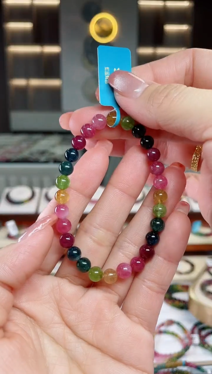 【闪购商品】碧玺单圈手串6.5mm+未镶嵌（多样性发一条）T