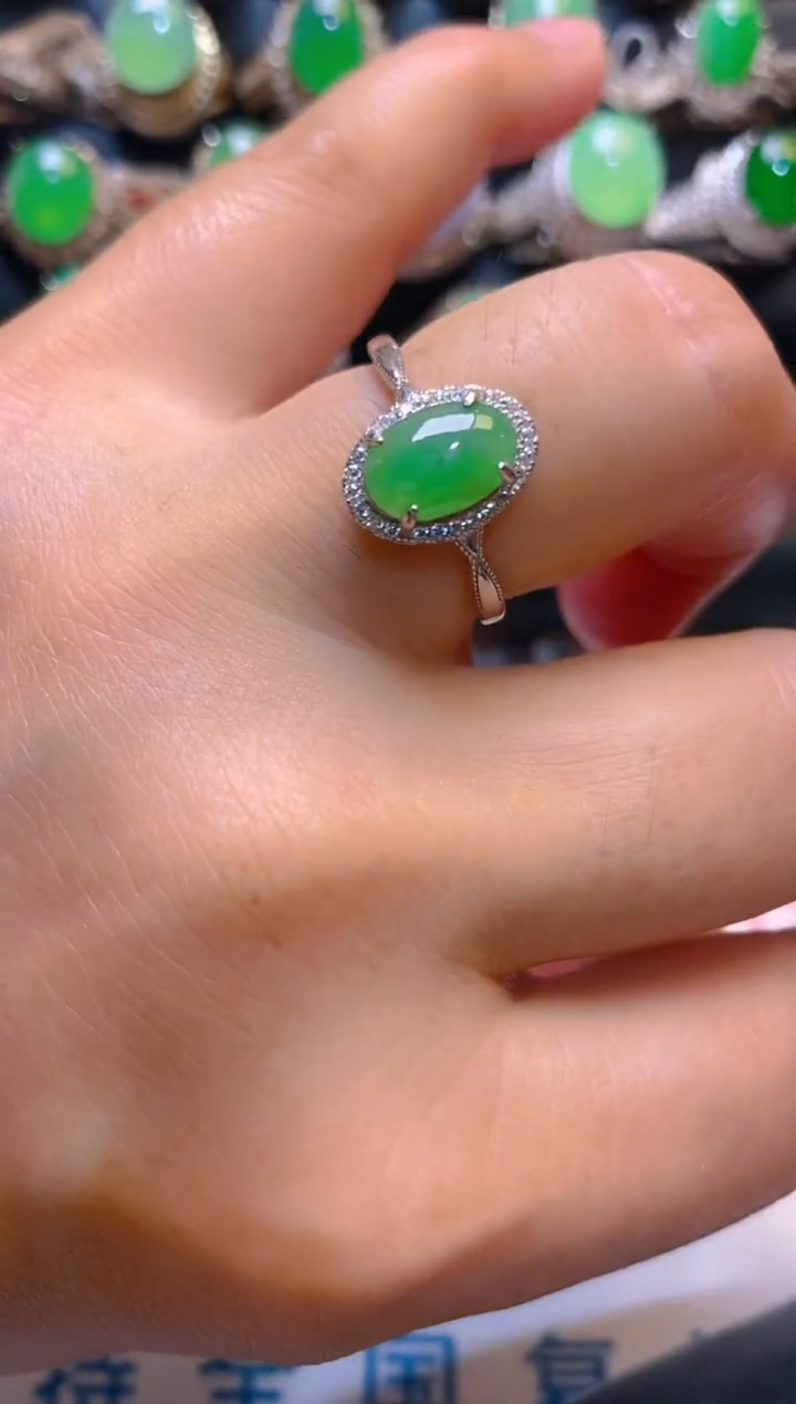 【闪购商品】翡翠耳饰银S925镶嵌天然A货翡翠1