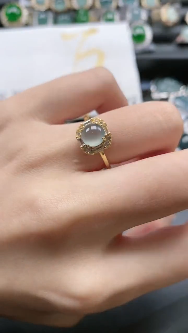 【闪购商品】翡翠戒指银S925镶嵌6545