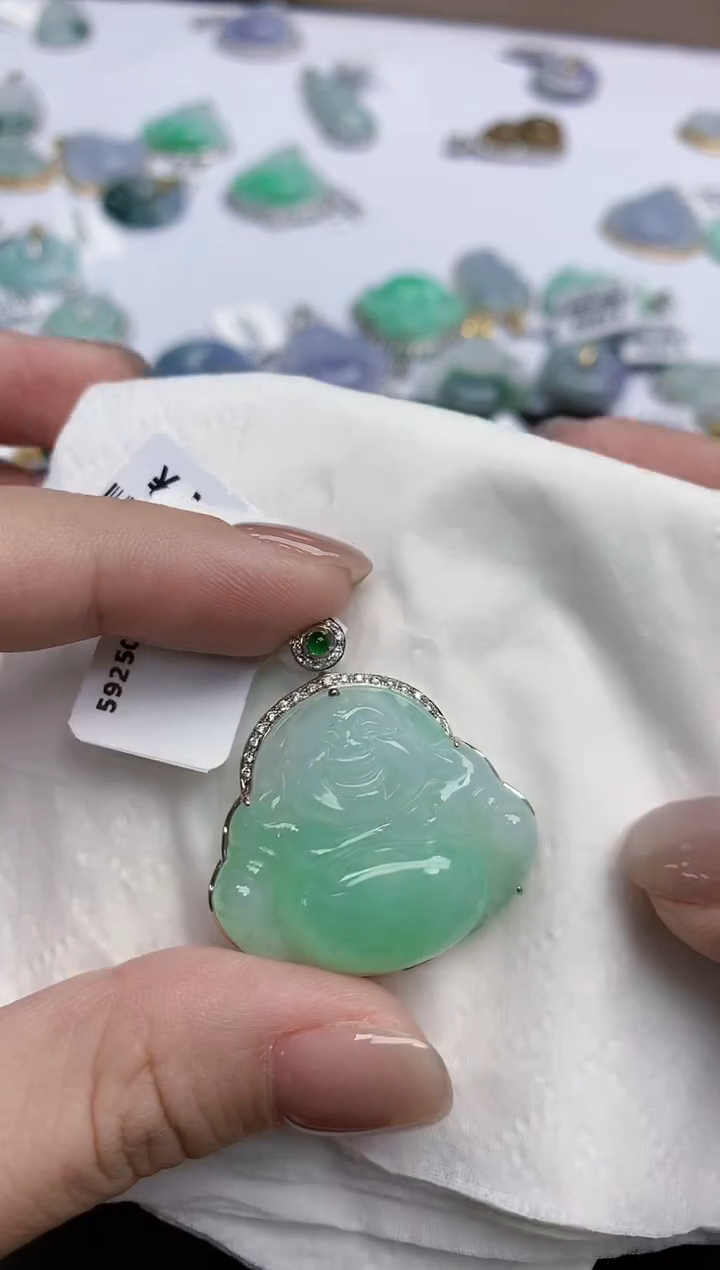 【闪购商品】翡翠颈饰18K金镶嵌天然缅甸翡翠A货