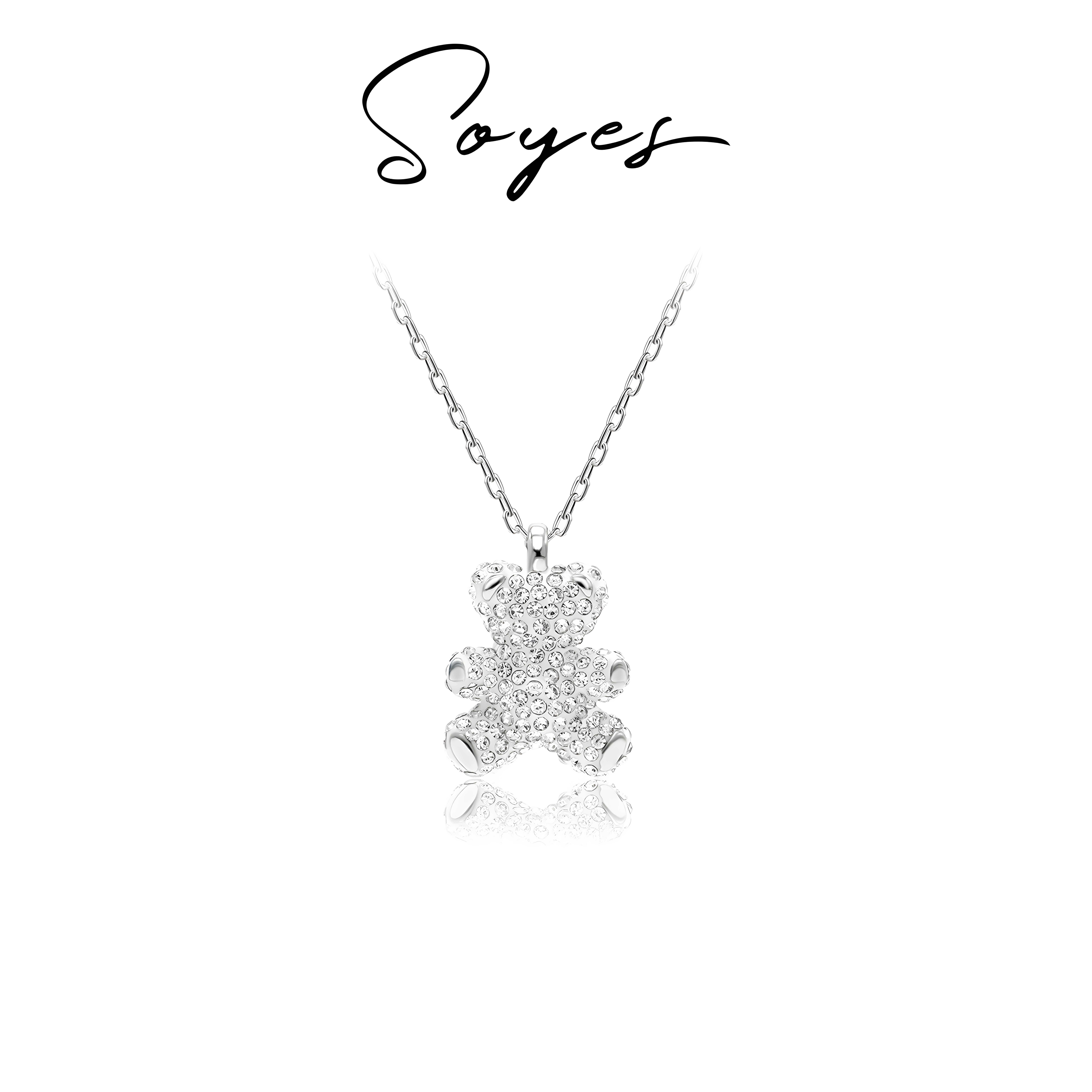 soyes/索野 铜合金项链 立体满钻小熊项链可爱轻奢春夏穿搭