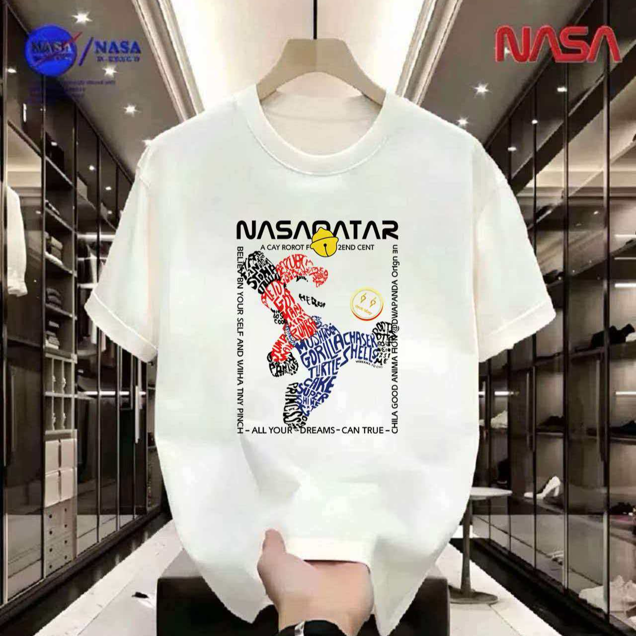 NASA联名纯棉夏季圆领短袖T恤微宽松时尚男女同款休闲百搭