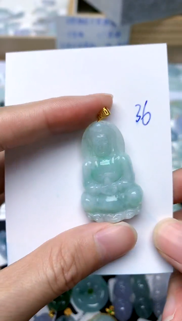 【闪购商品】翡翠颈饰18K金镶嵌36天然A货翡翠