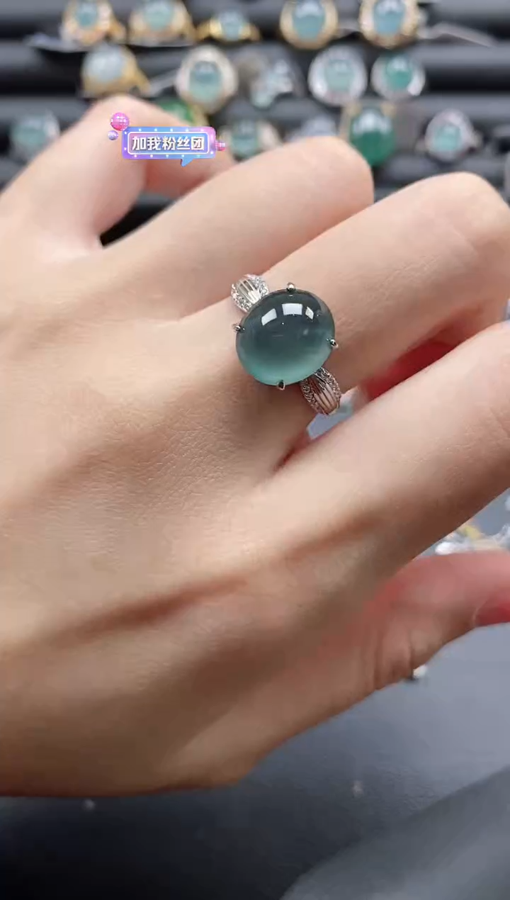 【闪购商品】翡翠戒指银S925镶嵌111111-
