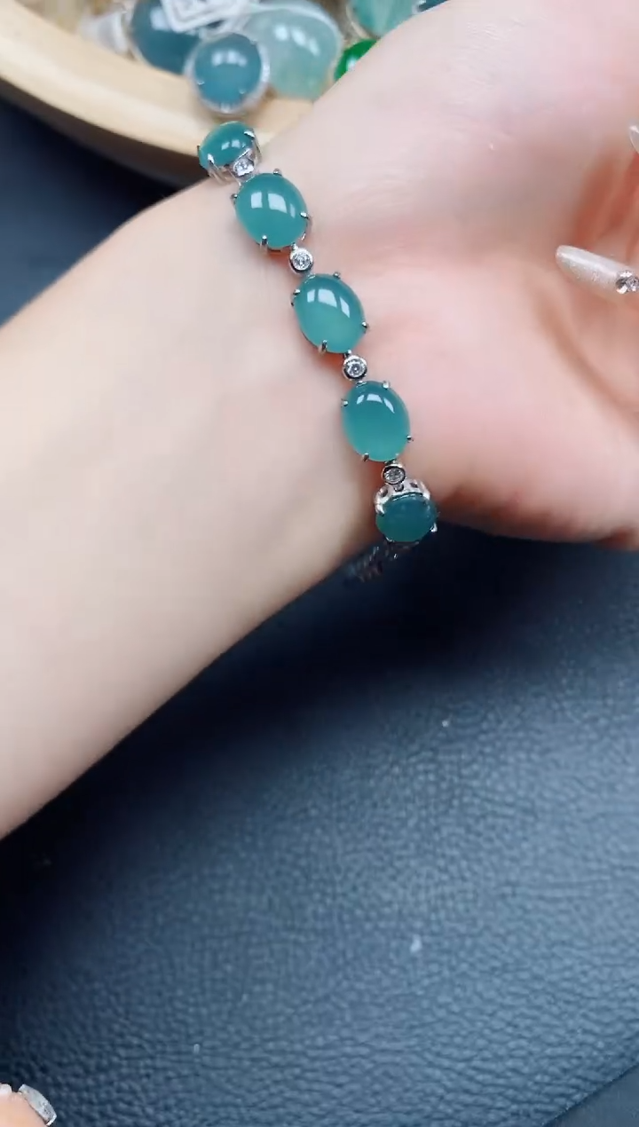 【闪购商品】翡翠手链银S925镶嵌翡翠