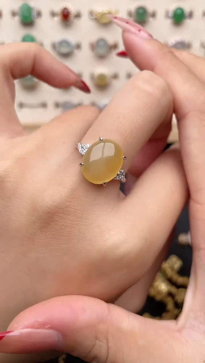 【闪购商品】翡翠戒指银S925镶嵌一物一证一礼盒