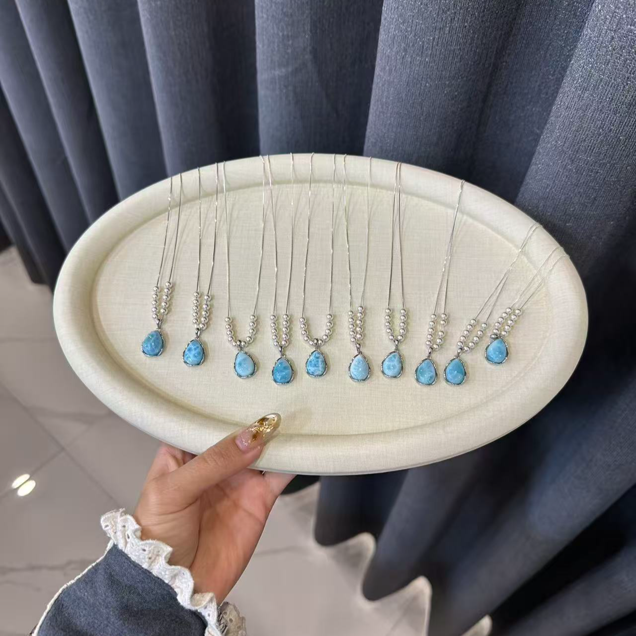 天然海纹石设计款项链