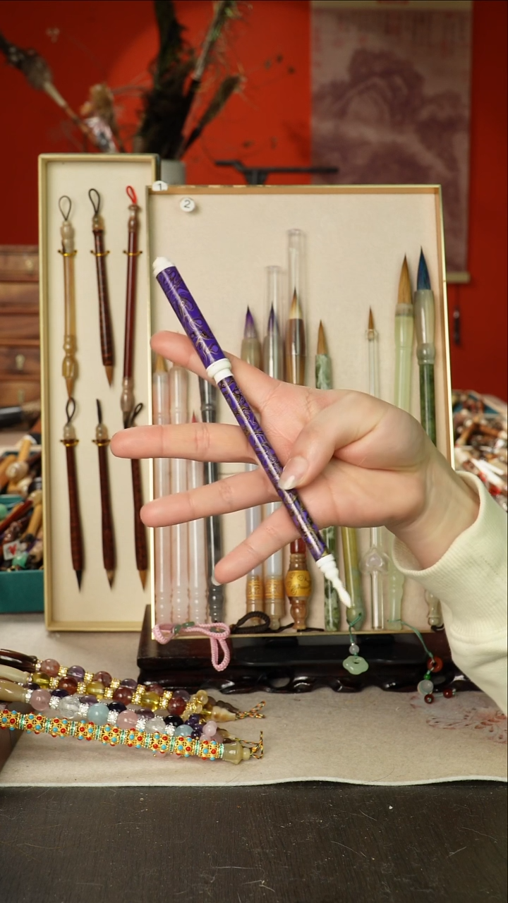 315号闪孤品高货毛笔链接 清水试笔 蘸墨不退