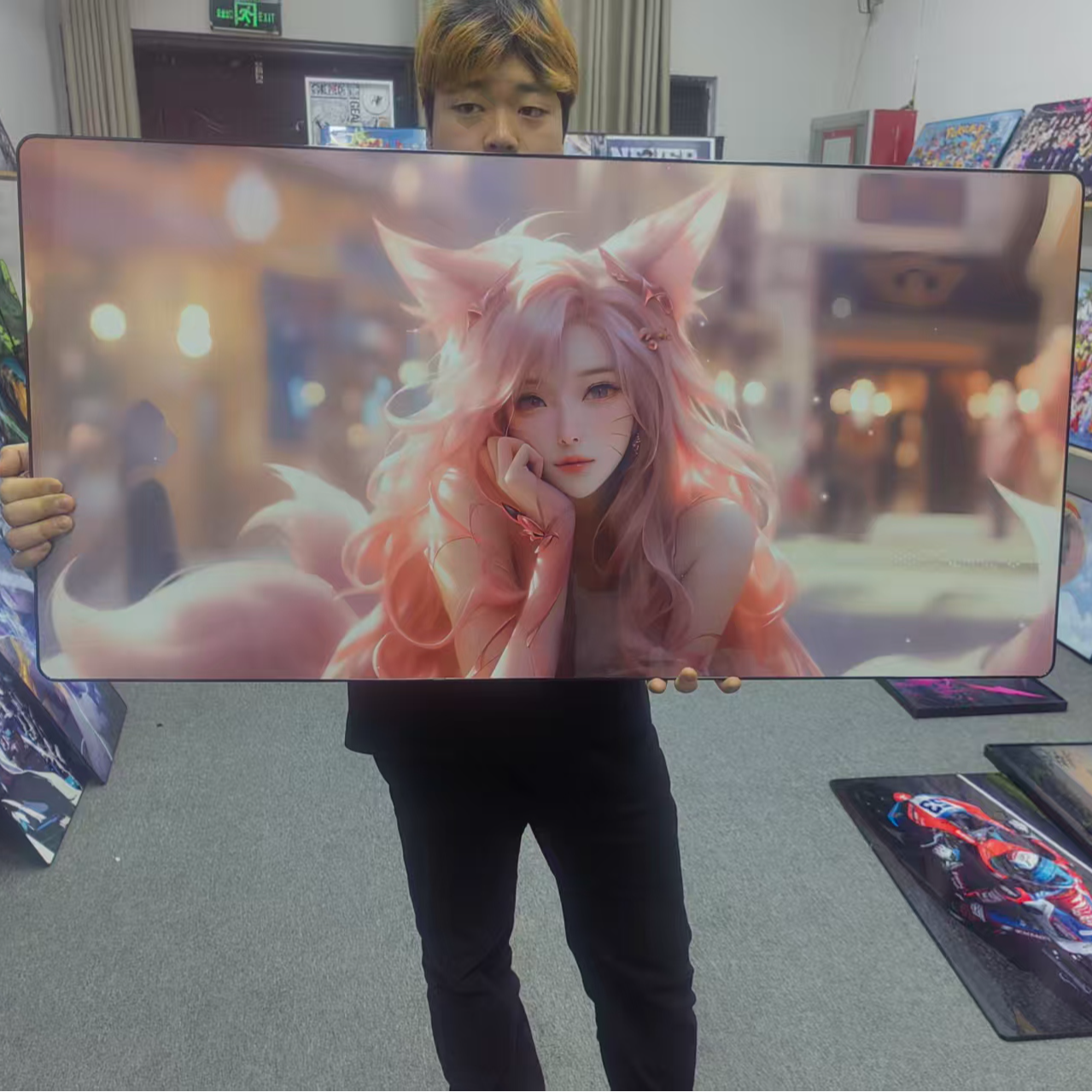 九尾狐阿狸英雄联盟挂画电竞房网咖包间游戏装饰画二次元美女壁画