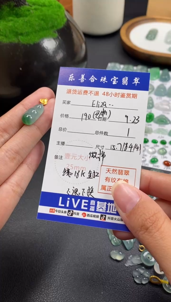 颈饰18K金镶嵌翡翠E****.翡翠冰种福豆