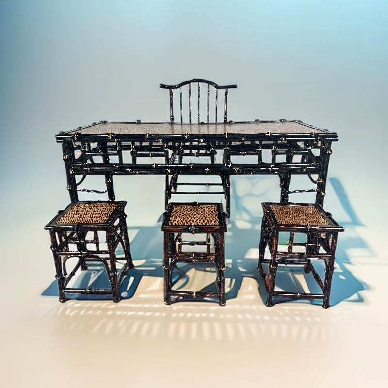 筇竹长桌桌子桌椅中式家具文人茶室古典禅意茶艺书房家用复古高档