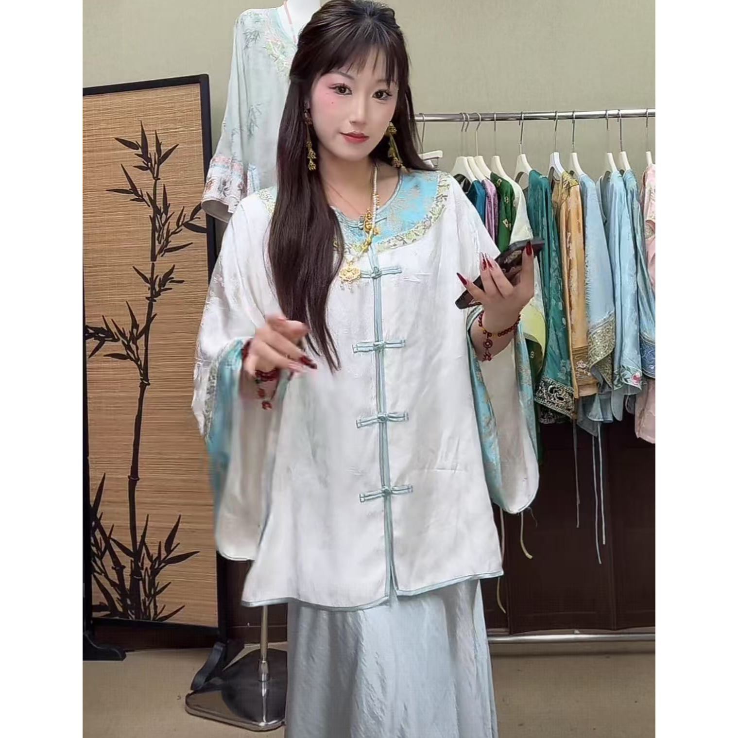 【光风霁月】新中式新款宽松禅意上衣复古提花新中式圆领