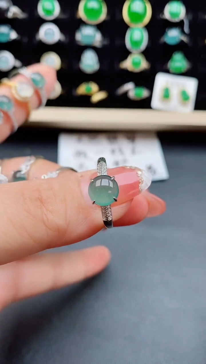 【闪购商品】翡翠戒指银S925镶嵌5080