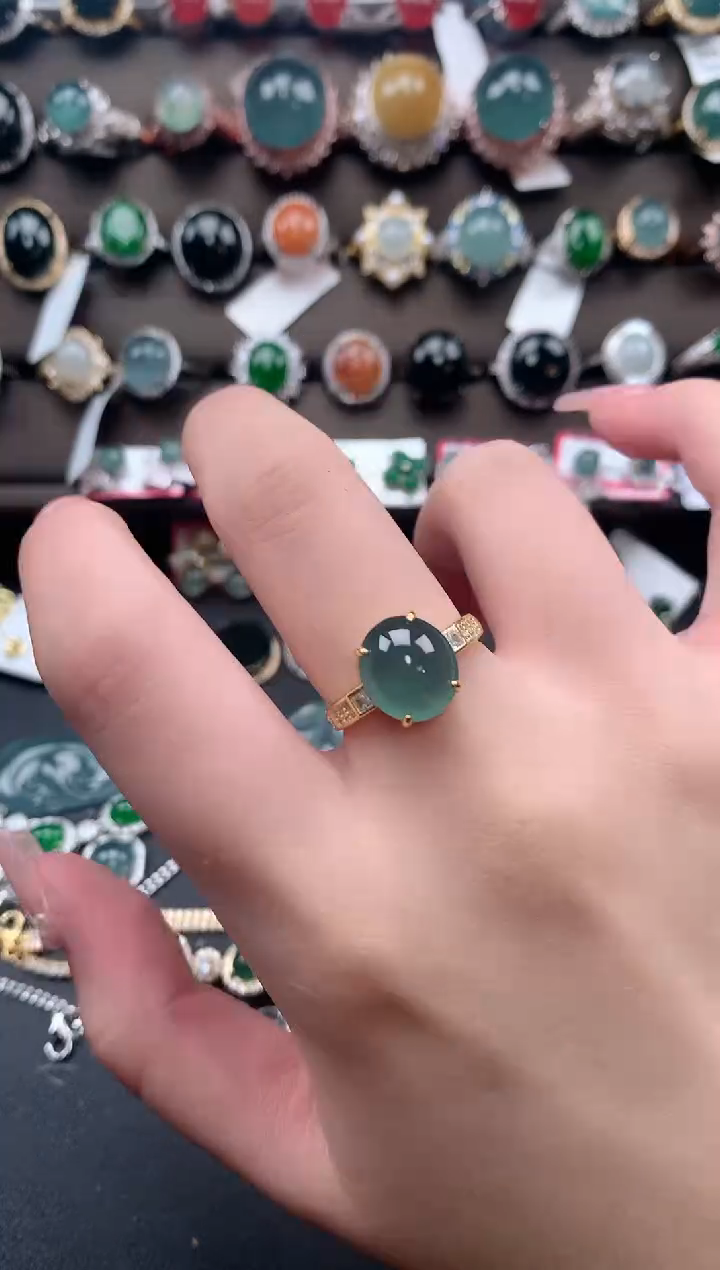 【闪购商品】翡翠戒指银S925镶嵌52141