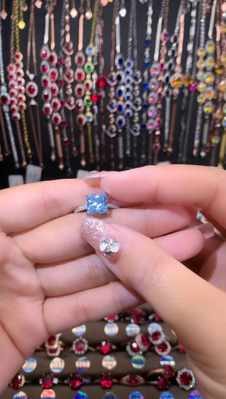 【闪购商品】海蓝宝石戒圈银S925镶嵌银色8