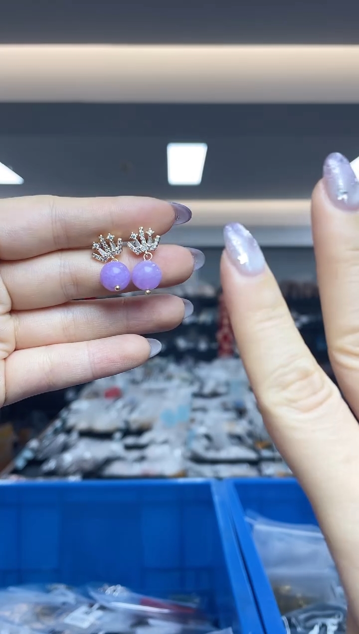 翡翠银S925镶嵌耳饰（多样性发一件）