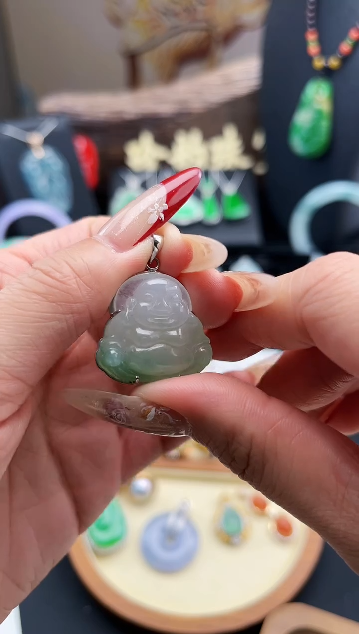 【闪购商品】翡翠颈饰18K金镶嵌翡翠佛公