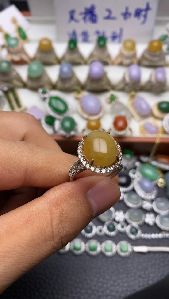 银S925镶嵌戒指翡翠/0050