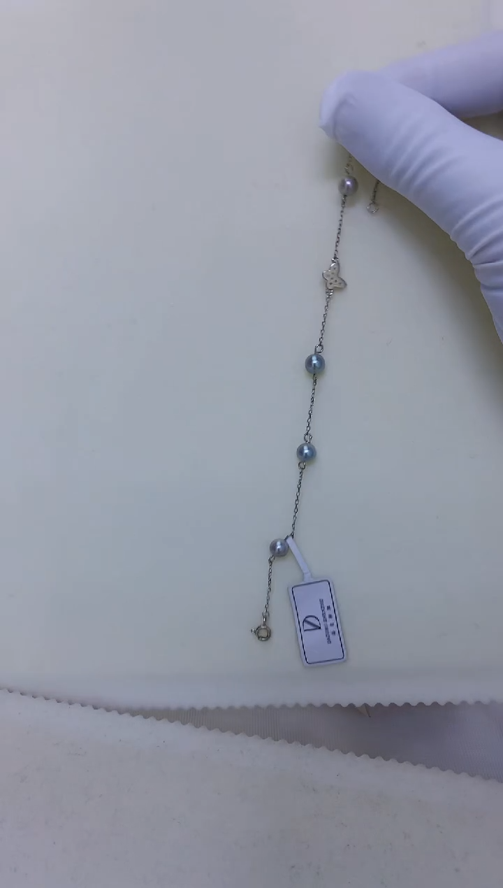 银S925镶嵌饰品海水珍珠真多麻色设计款手链