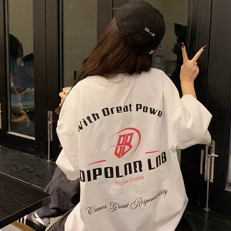 HKCY美式高街设计感小众纯棉白色短袖T恤女夏ins潮牌港味复古chic