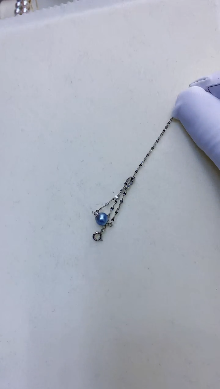 银S925镶嵌海水珍珠饰品真多麻色设计款手链