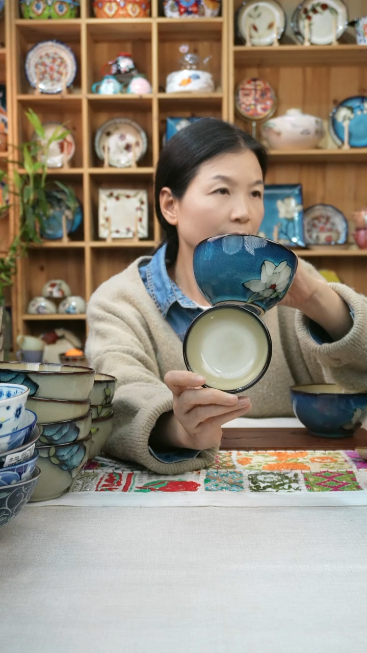 瓷片小可陶瓷高温瓷一组10个4.5英寸米饭碗6个小味碟