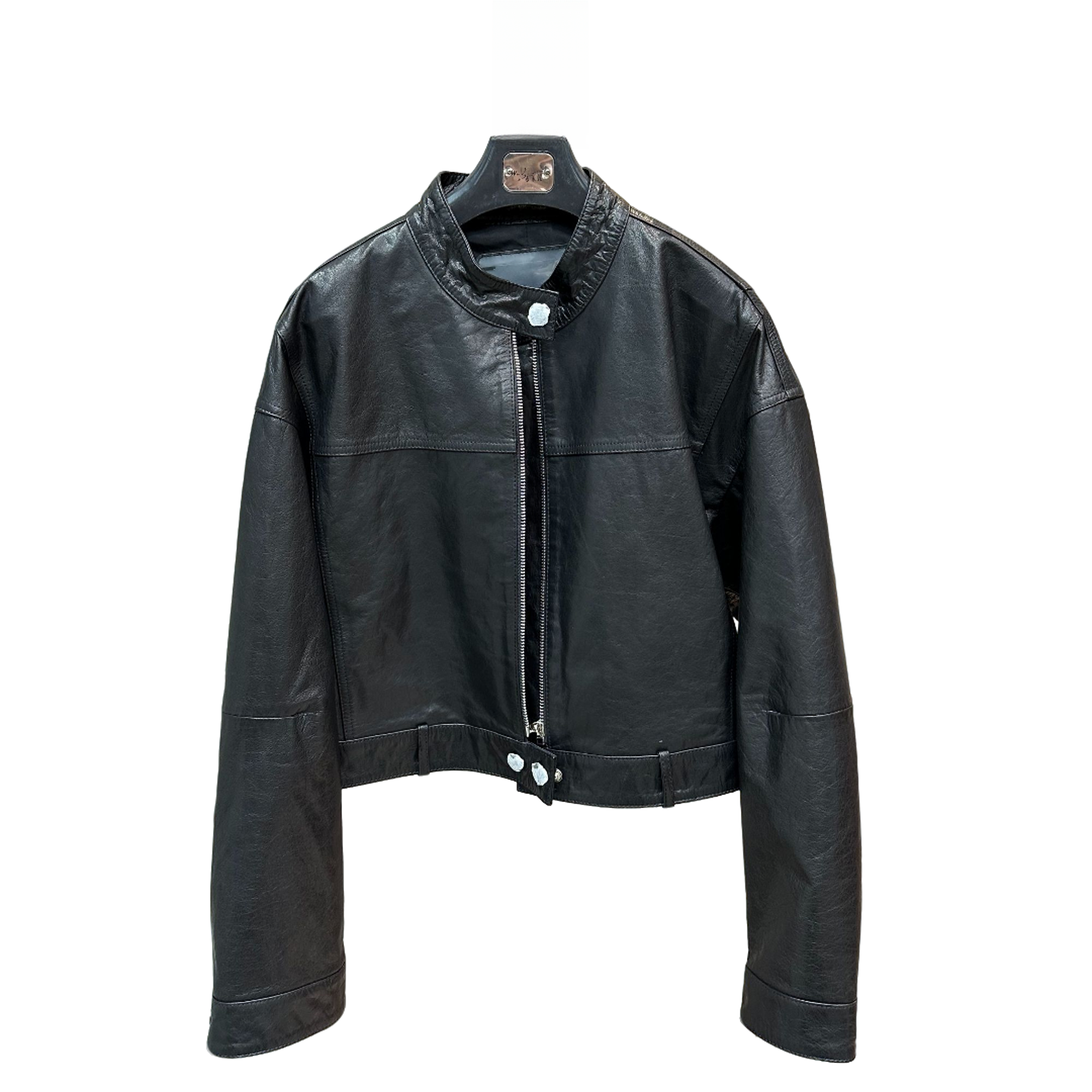 【反季特惠】牛皮油腊女士短外套宽松休闲百搭