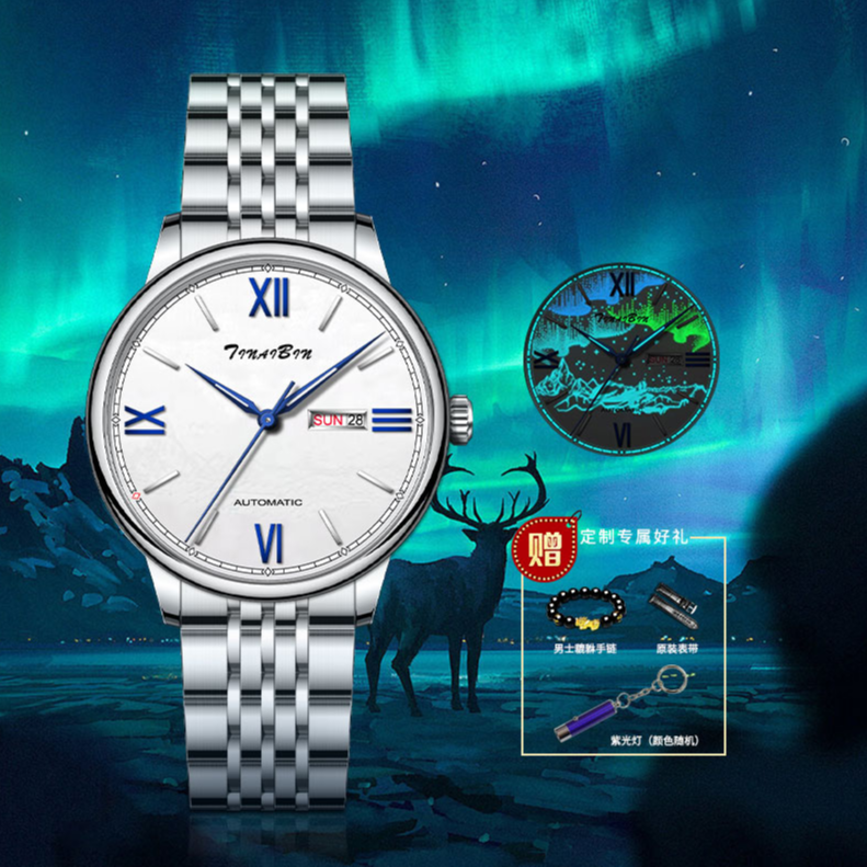 【大姐福利】瑞士TINAIBIN 梦幻极光系列自动腕表 送手串皮带YH