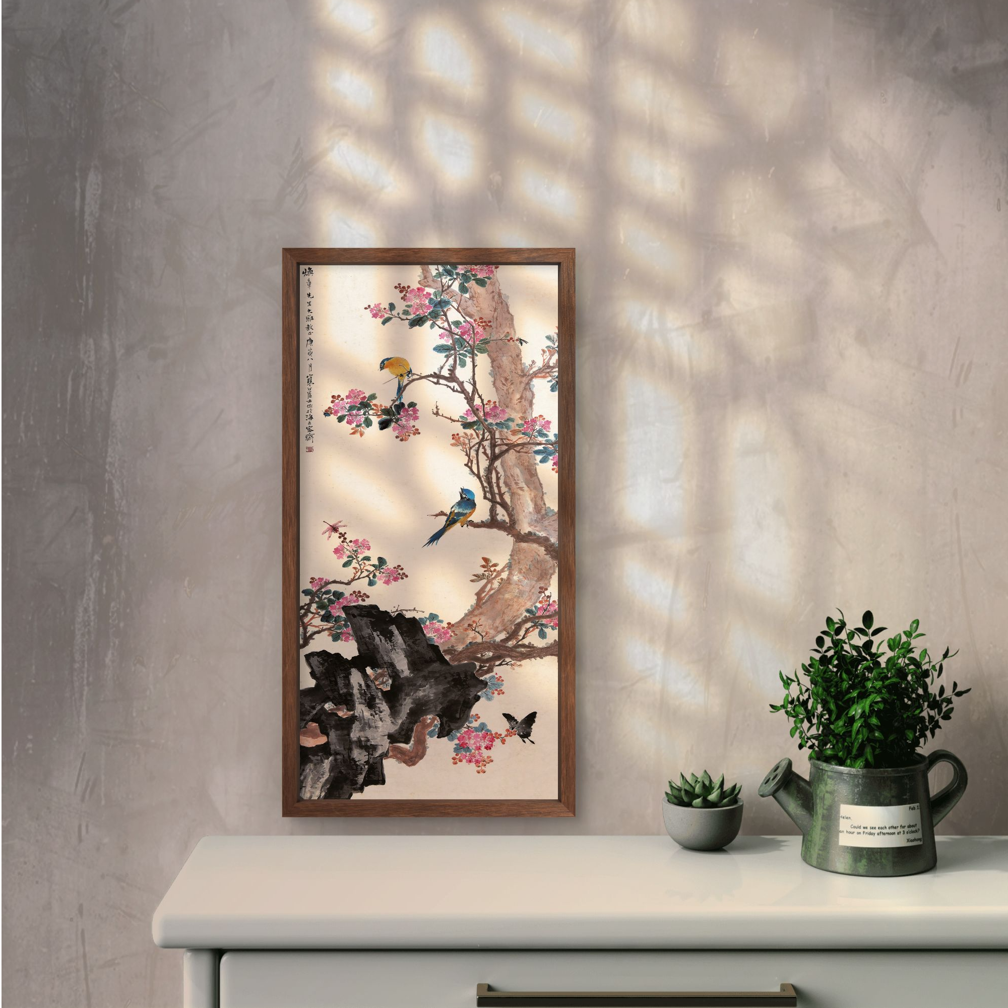 899-35*68喜上眉梢中式装饰画木框玄关书房茶室客厅挂画