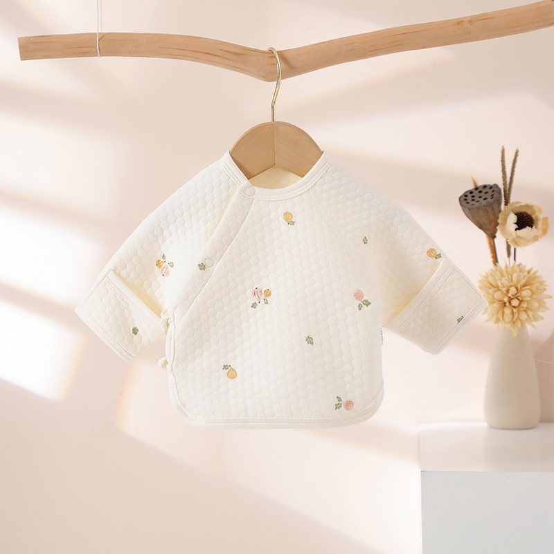 新生儿半背衣秋冬款夹棉打底上衣刚出生宝宝52码和尚服无骨满月服