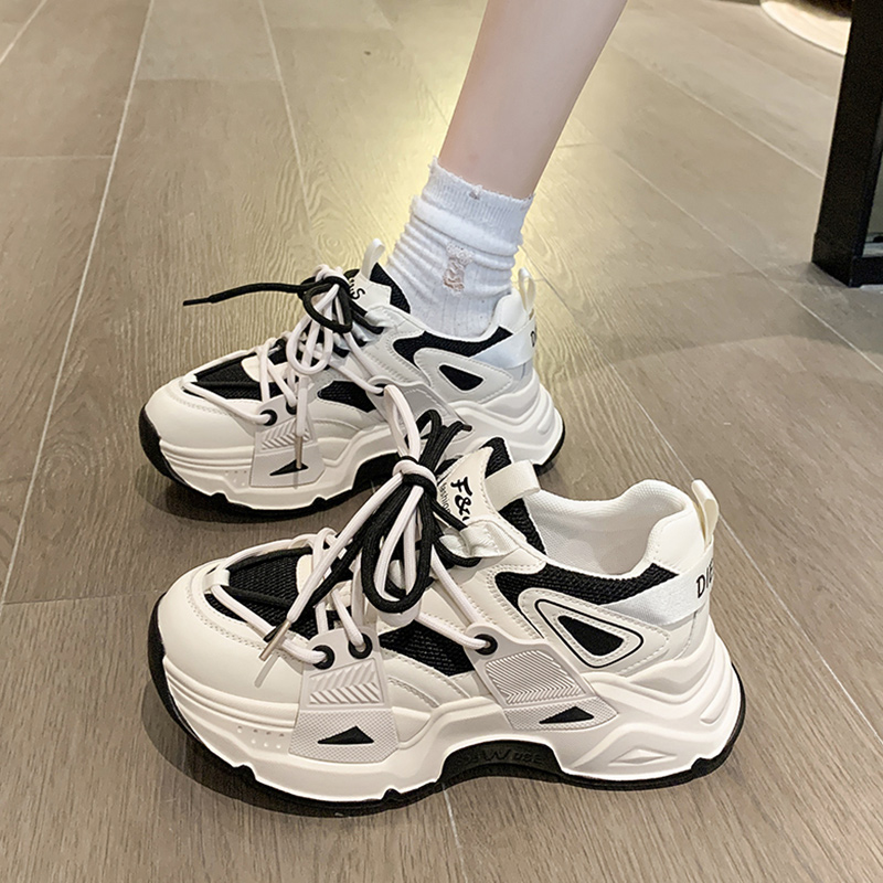 红蜻蜓牌厚底老爹鞋女2023年秋季新款透气小白鞋爆款百搭休闲运动